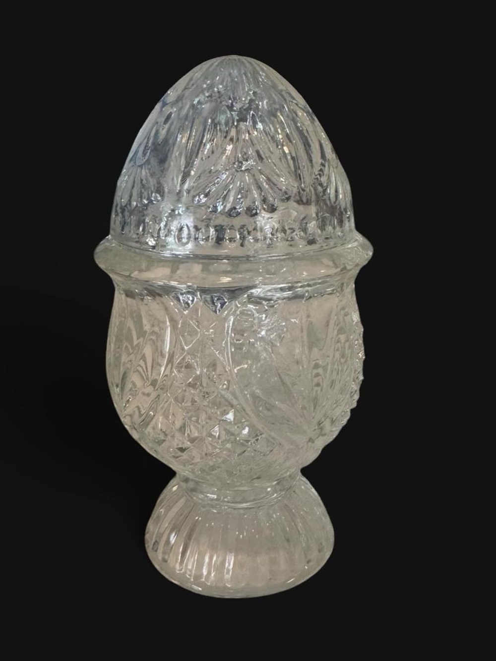 Vintage Clear Pressed Glass egg shaped candy/ trinket bowl